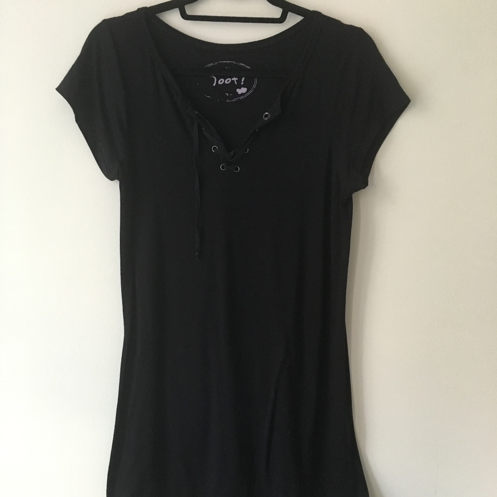 Lace-Up V-Neck Dress